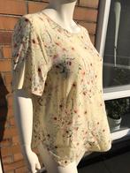 H&M geel top korte mouw bloemen print mt 52 zgan, Verzenden, Zo goed als nieuw, Geel, Shirt of Top