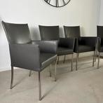 4x Bert Plantagie eetkamerstoelen / Leder - RVS /Goede staat, Huis en Inrichting, Stoelen, Verzenden, ., Leer, Zo goed als nieuw