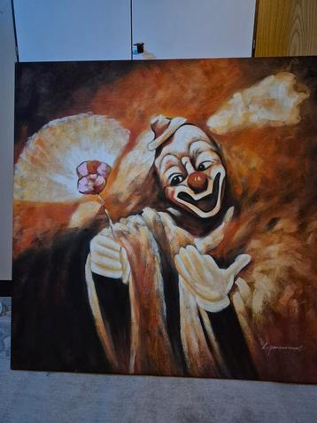 Clown Schilderij - 100x100 cm beschikbaar voor biedingen