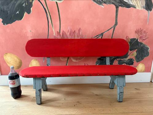 Brocante kinderbank, Huis en Inrichting, Banken | Sofa's en Chaises Longues, Gebruikt, Tweepersoons, Minder dan 150 cm, Ophalen