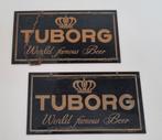Tuborg bier reclamebord 2 x mancave bord bar brouwerij, Ophalen of Verzenden, Gebruikt, Reclamebord