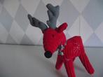 rood ribfluweel rendier met belletje 20 cm Kerst decoratie, Ophalen of Verzenden, Zo goed als nieuw