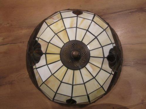 Tiffany plafonnière beige bruin, Huis en Inrichting, Lampen | Plafondlampen, Zo goed als nieuw, Ophalen of Verzenden