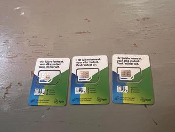 3 kpn simkaarten telefoonkaart telefoonnummers kaartjes beschikbaar voor biedingen