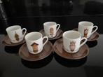 5 Retro koffiekopjes met schotels van het DE klokkenservies, Ophalen of Verzenden, Kop en/of schotel