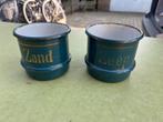 Emaille zand en zeep bakje Blauw goud streepje, Ophalen of Verzenden