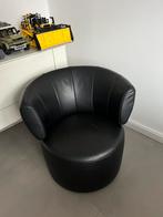 Rolf Benz 684 Zwart Lederen draai fauteuil Z.G.A.N., Ophalen, Zo goed als nieuw, 75 tot 100 cm, Leer