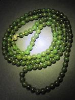 Vintage jade ketting collier zilveren slot goed kwaliteit, Ophalen, Zilver, Ketting, Met edelsteen