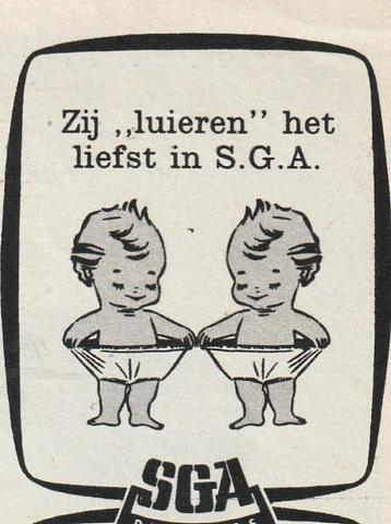 retro reclame 1963 SGA plastic baby luierbroekjes luieren beschikbaar voor biedingen