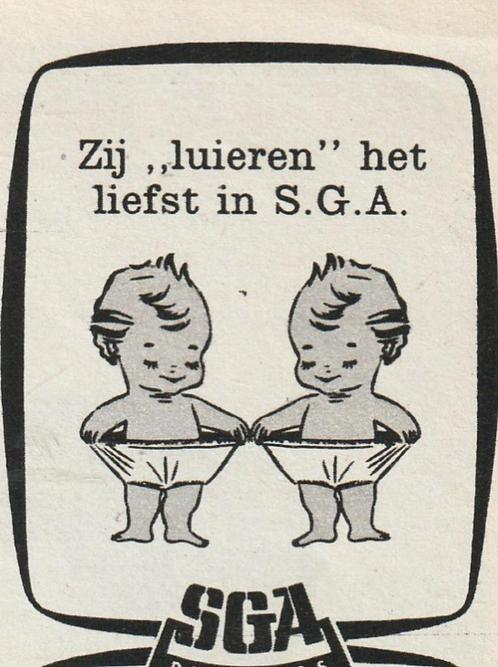 retro reclame 1963 SGA plastic baby luierbroekjes luieren, Verzamelen, Retro, Overige typen, Verzenden