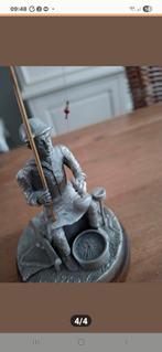 Tinnen beeldje: Visser op sokkel, Antiek en Kunst, Kunst | Beelden en Houtsnijwerken, Ophalen of Verzenden