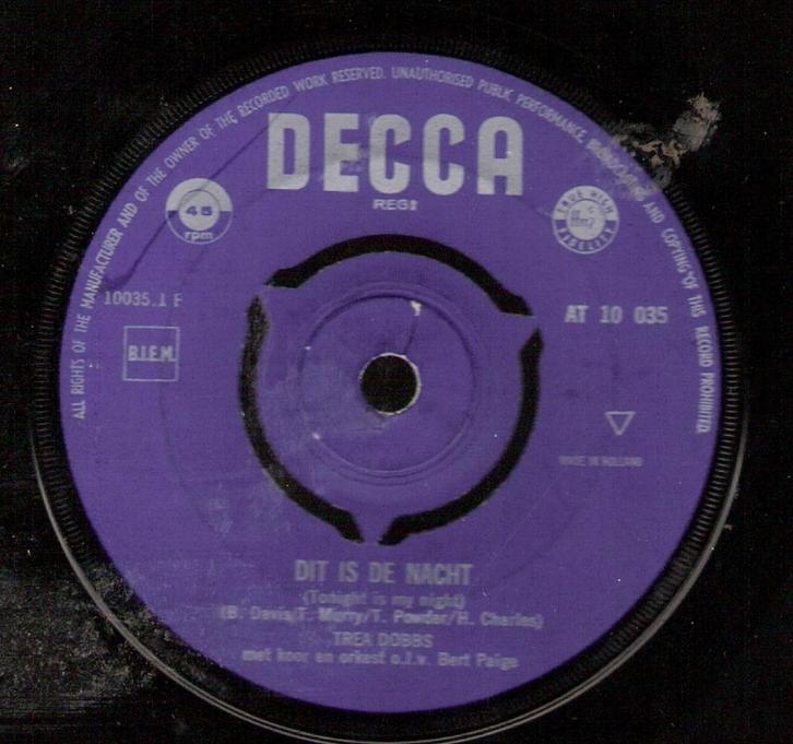 Trea Dobbs - Dit Is De Nacht -Parel Van De Zuidzee -1964, Cd's en Dvd's, Vinyl Singles, Gebruikt, Nederlandstalig, Ophalen