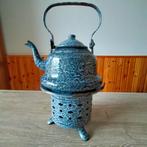 EMAILLE GRIJSGEWOLKT COMFOORTJE MET WATERKETELTJE., Antiek en Kunst, Ophalen of Verzenden