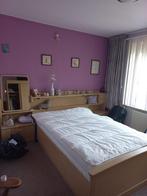 Bed met achterwand en kledingkast, Huis en Inrichting, Ophalen, Gebruikt, Tweepersoons, Beuken