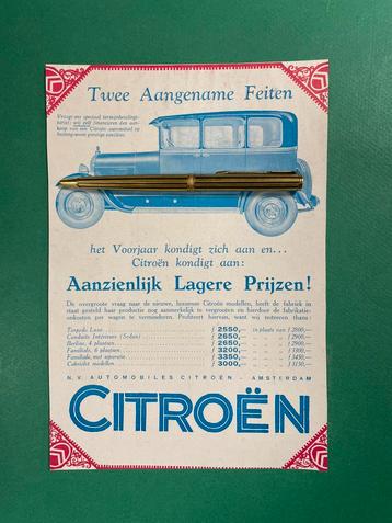 Citroën Automobiel Advertentie 1927 FRA/NL (Origineel) beschikbaar voor biedingen