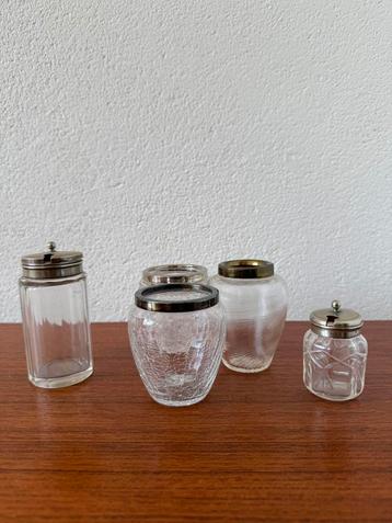 Oude lepelvaasjes - mosterdpot - lepelvaas - gedraaid glas beschikbaar voor biedingen