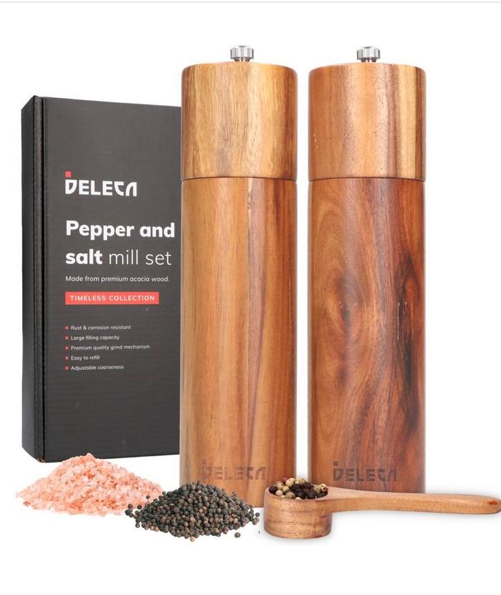 Deleca Zout- en Pepermolen Set, Huis en Inrichting, Keuken | Keukenbenodigdheden, Gebruikt, Ophalen of Verzenden