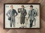 Vintage Heren Mode Prent Kleding Winter 1953  Litho ?, Antiek en Kunst, Ophalen of Verzenden