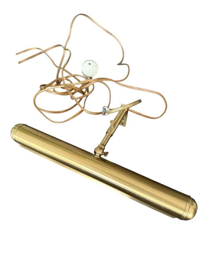 Schilderijlamp Messing Dubbele Fitting, Huis en Inrichting, Lampen | Wandlampen, Gebruikt, Metaal, Ophalen of Verzenden