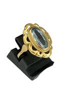 Vintage gouden ring met lichtblauwe spinel. Mt 16,5, Met edelsteen, Goud, Verzenden, Blauw