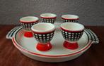 Theodor Paetsch Art Deco schotel met 5 eierdopjes rood/zwart, Ophalen of Verzenden