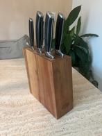 Boretti messenblok met 6 messen - RVS en hou, Huis en Inrichting, Ophalen of Verzenden, Zo goed als nieuw, Rvs of Chroom, Vaatwasserbestendig