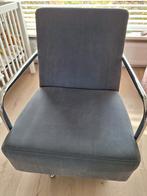 Grijsblauwe denim fauteuil met chromen frame, Ophalen, Blauw, Zo goed als nieuw, Stof