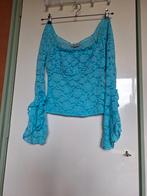 Blauw kanten top off shoulder, Blauw, Ophalen of Verzenden, Lange mouw, Tendance