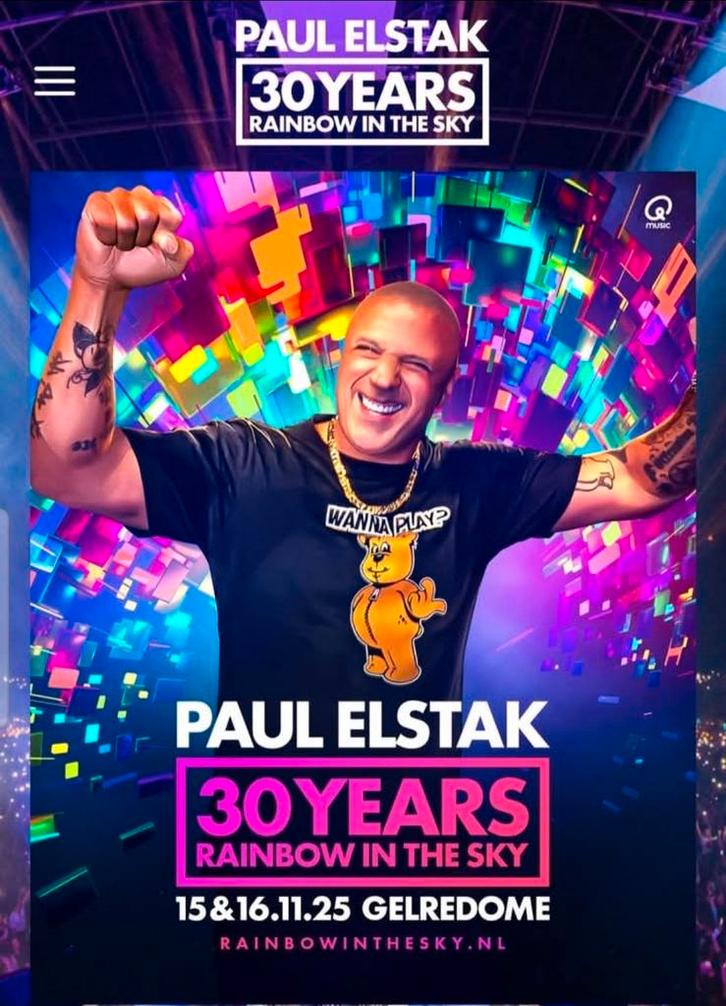 Tickets 30 jaar DJPaul Elstak, Tickets en Kaartjes, Concerten | House, Techno en Trance, Drie personen of meer, November