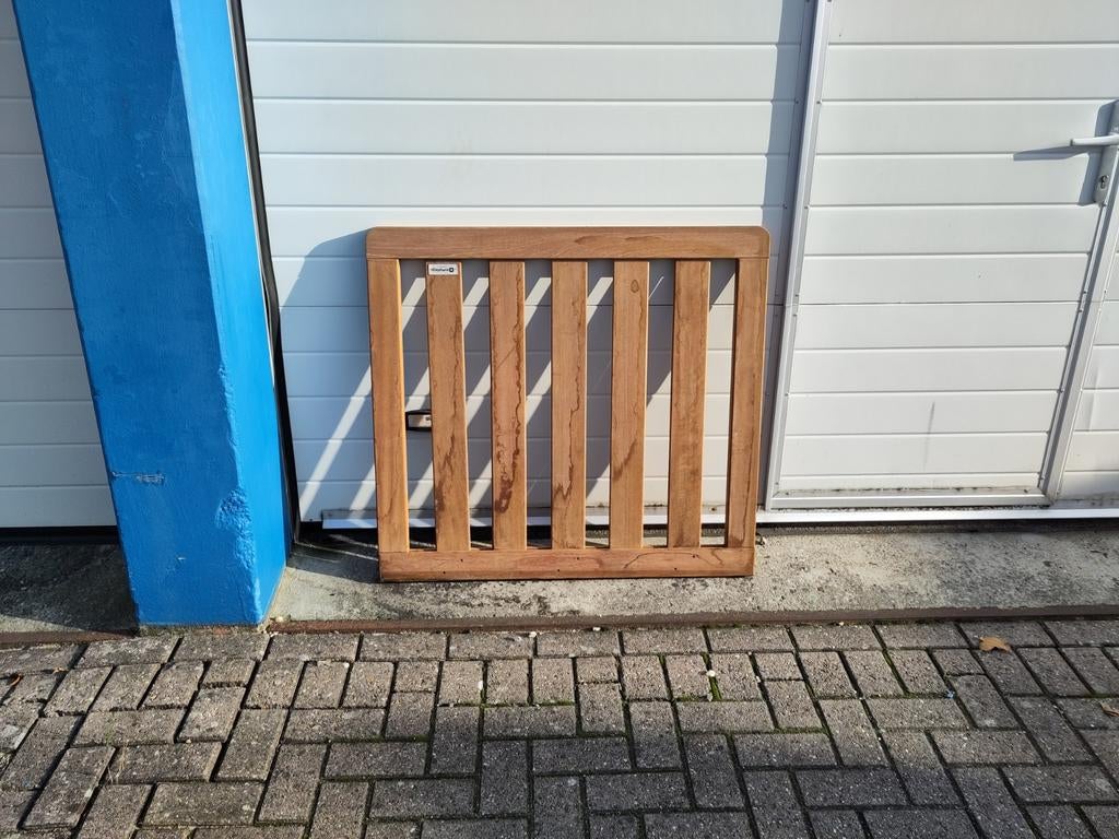 Tuinpoort hardhout bankirai Luxe recht rvs 100 x 90 cm, Tuin en Terras, Tuinhekken en Hekwerk, Ophalen, Nieuw, IJzer, Tuinhek