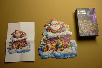Houten puzzel ''SANTA CLAUS IN THE CHIMNEY ''+ Poster100 st. beschikbaar voor biedingen