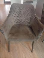 3 Taupe Velvet Eetkamerstoelen, Huis en Inrichting, Stoelen, Ophalen, Gebruikt, Bruin, Metaal