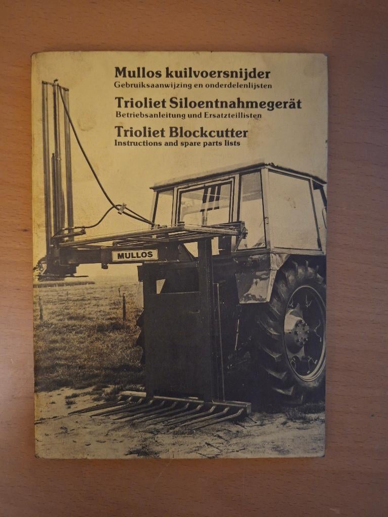 Handleiding, onderdelenboek Mullos Trioliet kuilvoersnijder, Ophalen of Verzenden, Gelezen, Tractor en Landbouw