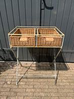 Tafel sidetable rieten mandjes tuintafel metaal, Ophalen of Verzenden, Gebruikt, Rechthoekig, Metaal of Aluminium