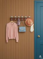 14286 bruin oranje vintage behang met fijne lijnen swiet , Ophalen of Verzenden, 75 m² of meer, Bruin