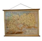 Oude linnen WANDKAART Duitsland Polen Dijkstra's Uitgeverij, Antiek en Kunst, Ophalen of Verzenden, Aardrijkskunde