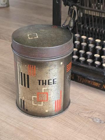 Prachtig antiek Art Deco Theeblik met scharnierdeksel €9,50 beschikbaar voor biedingen