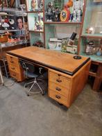 Vintage directie bureau jaren 40 50 notenhout, Ophalen, Gebruikt, ,, ,