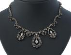 123 roos diamanten luxe 14k antieke ketting goud zilver dame, Ophalen of Verzenden, Goud, Ketting, Met edelsteen