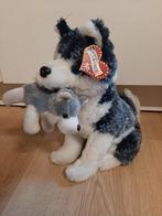 Husky hond knuffel met puppy 34 cm, Ophalen of Verzenden