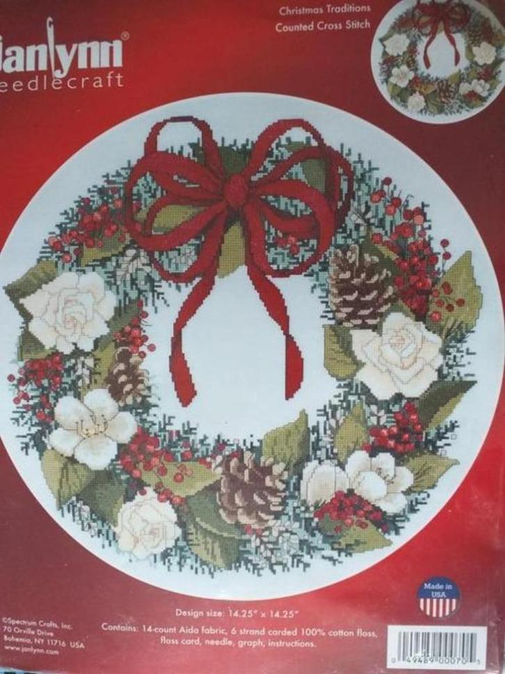 Kerst Pakket Christmas Traditions van Janlynn, Hobby en Vrije tijd, Borduren en Borduurmachines, Nieuw, Borduurpakket, Ophalen of Verzenden