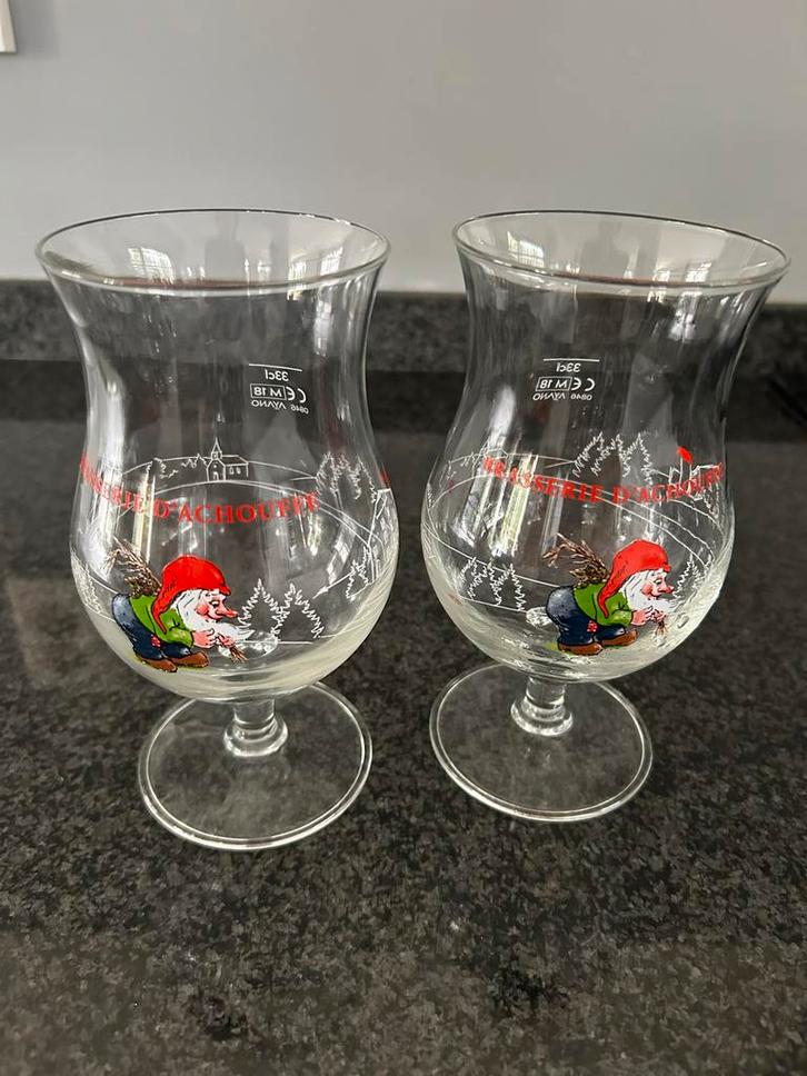 Brasserie D'Achouffe Bierglazen - Set van 2, Verzamelen, Glas en Borrelglaasjes, Zo goed als nieuw, Bierglas, Ophalen of Verzenden