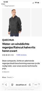 Water- en winddichte zwarte herenregenjas, halve rits, Ophalen of Verzenden, Zo goed als nieuw, Quechua