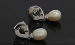 Diamanten parel fraai set 18 karaats gouden dames oorbellen, Hangers, Voordeelsieraden, Ophalen of Verzenden, Zo goed als nieuw