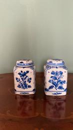 Porceleyne fles delft delftsblauw theebussen handbeschilderd, Antiek en Kunst, Ophalen