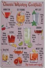 Whiskey cocktails recepten reclamebord van metaal wandbord, Info@deconoord.nl, Deco Noord, Nieuw, Ophalen of Verzenden