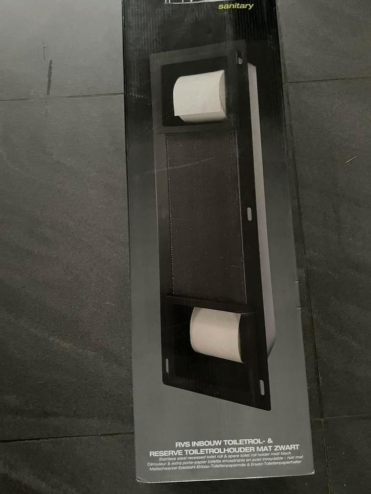 RVS Inbouw Toiletrolhouder Mat Zwart, Huis en Inrichting, Badkamer | Badtextiel en Accessoires, Nieuw, Overige typen, Zwart, Ophalen of Verzenden