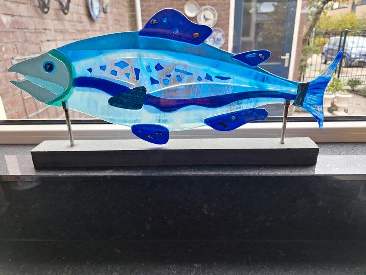 Glaskunst vis glasfusing handgemaakt mooie details!!, Antiek en Kunst, Antiek | Glas en Kristal, Ophalen