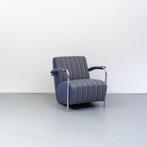 1x Leolux Scylla fauteuil blauw/wit gestreept, Leer, Ophalen of Verzenden, Zo goed als nieuw