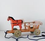 Vintage houten kar met paardje, Antiek en Kunst, Antiek | Speelgoed, Ophalen of Verzenden